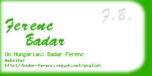 ferenc badar business card